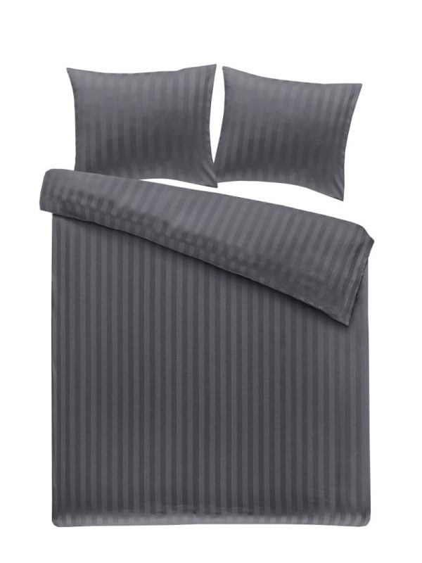 Papillon Satijnstreep dekbedovertrek 240x200/220 cm grijs