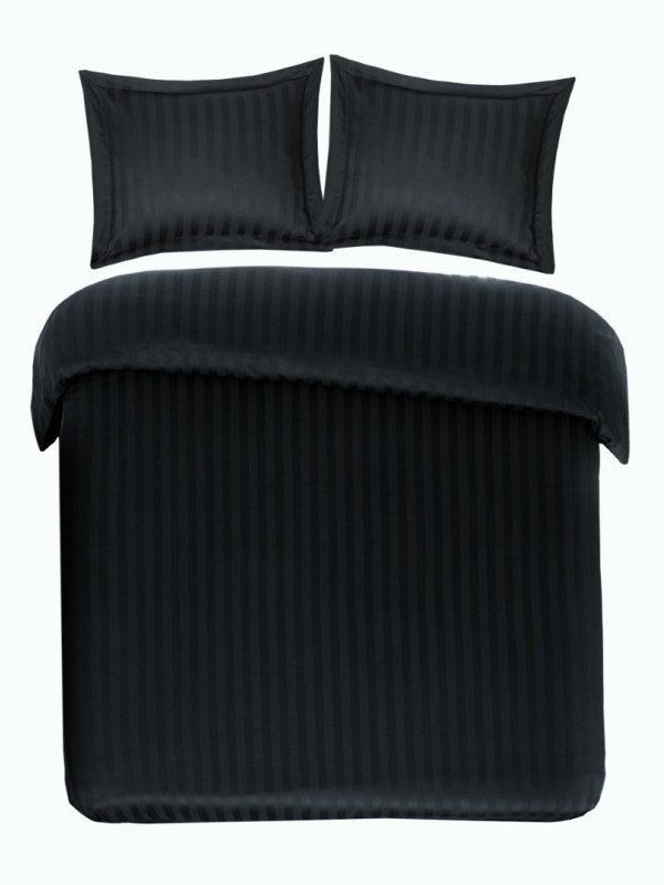 Papillon Satijnstreep dekbedovertrek 140x200/220 cm zwart