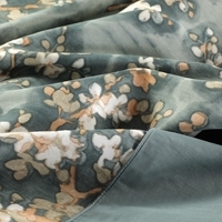 Close-up van een bedsprei met een levendig groen bloemenmotief, ideaal voor een kleurrijke slaapkamerinrichting.