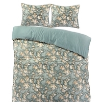 Groen bloemenbeddegoedset met kussens en lakens, perfect voor een frisse en vrolijke slaapkamerinrichting.