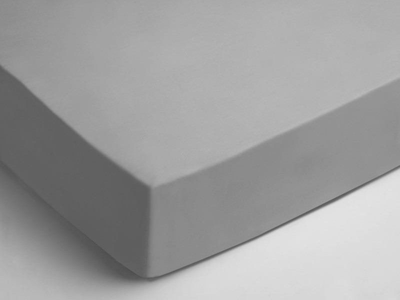 Papillon Percale Katoen hoeslaken 200x220 cm lichtgrijs